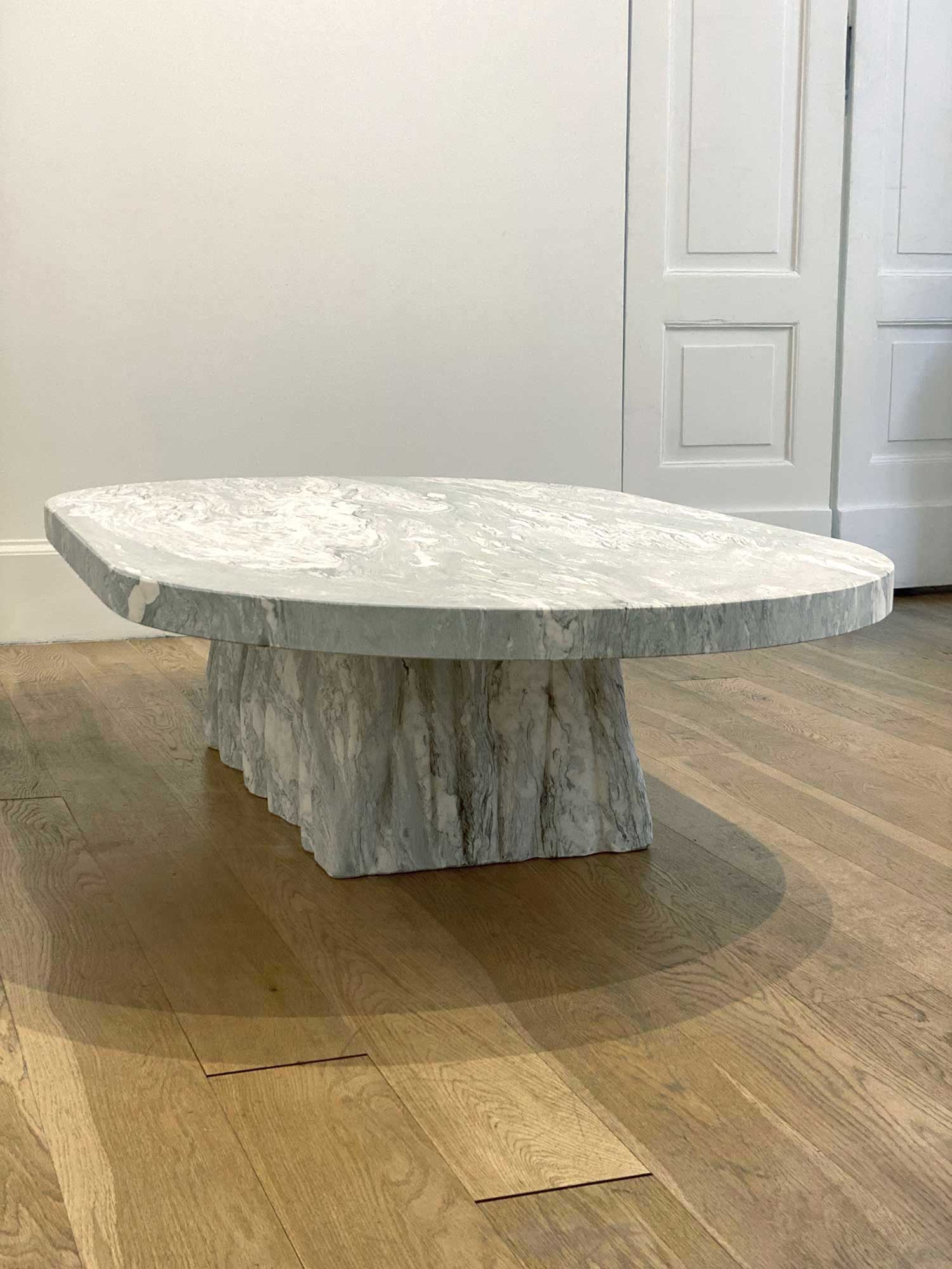 Praiano Collection by MelchiorriStudioGallery - Oval coffee table  in Verde Cipollino Marble - Handcrafted